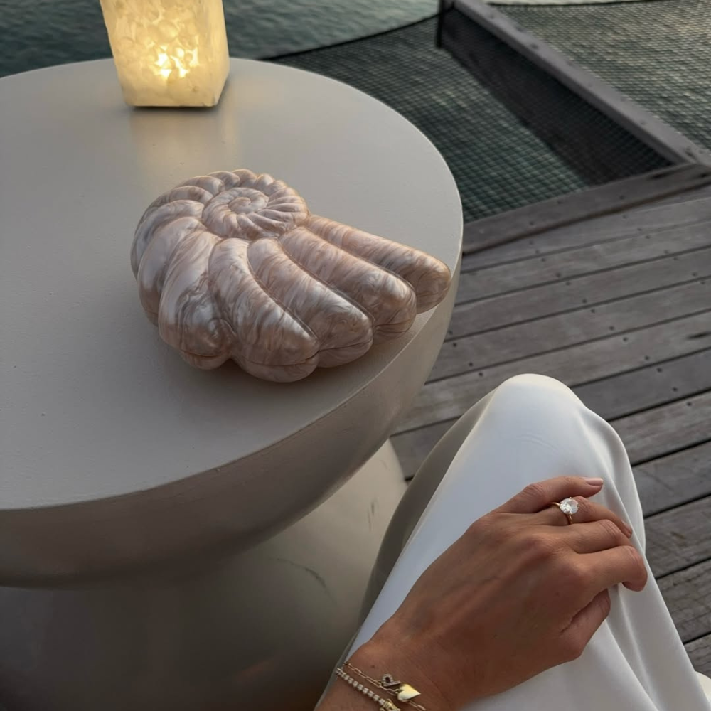 INDI Acrylic Shell Clutch