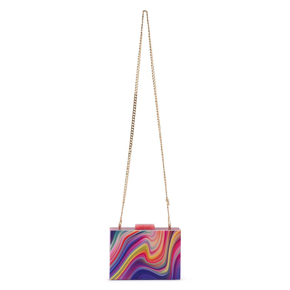 DOROTHY Swirl Print Box Clutch