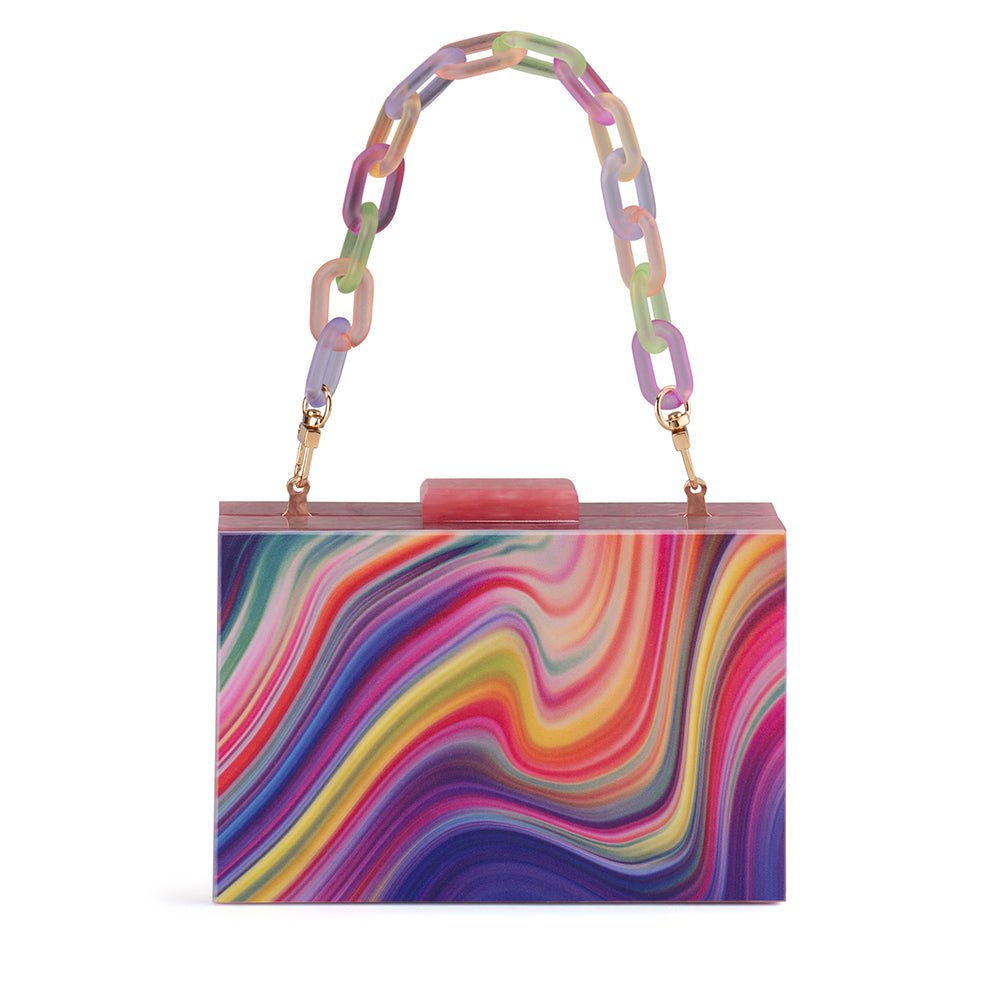 DOROTHY Swirl Print Box Clutch - Olga Berg