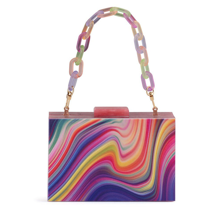 DOROTHY Swirl Print Box Clutch - Olga Berg