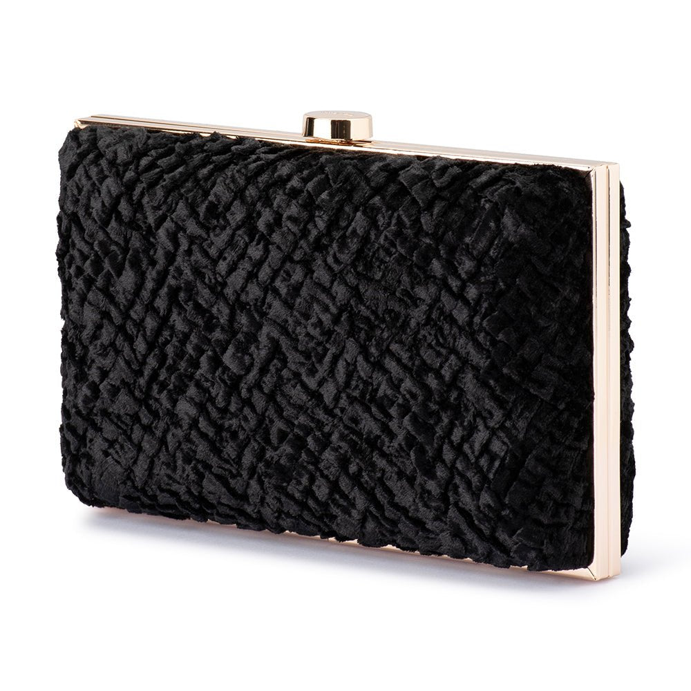 HAZEL Textured Velvet Clutch - Olga Berg