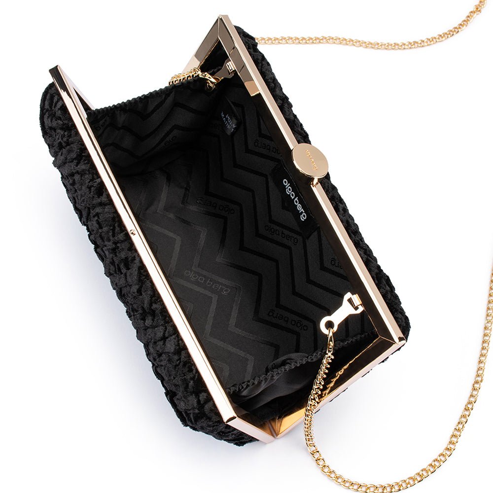 HAZEL Textured Velvet Clutch - Olga Berg