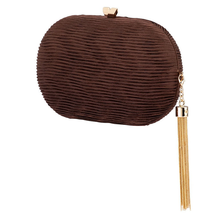 NATALIE Pleated Oval Clutch - Olga Berg