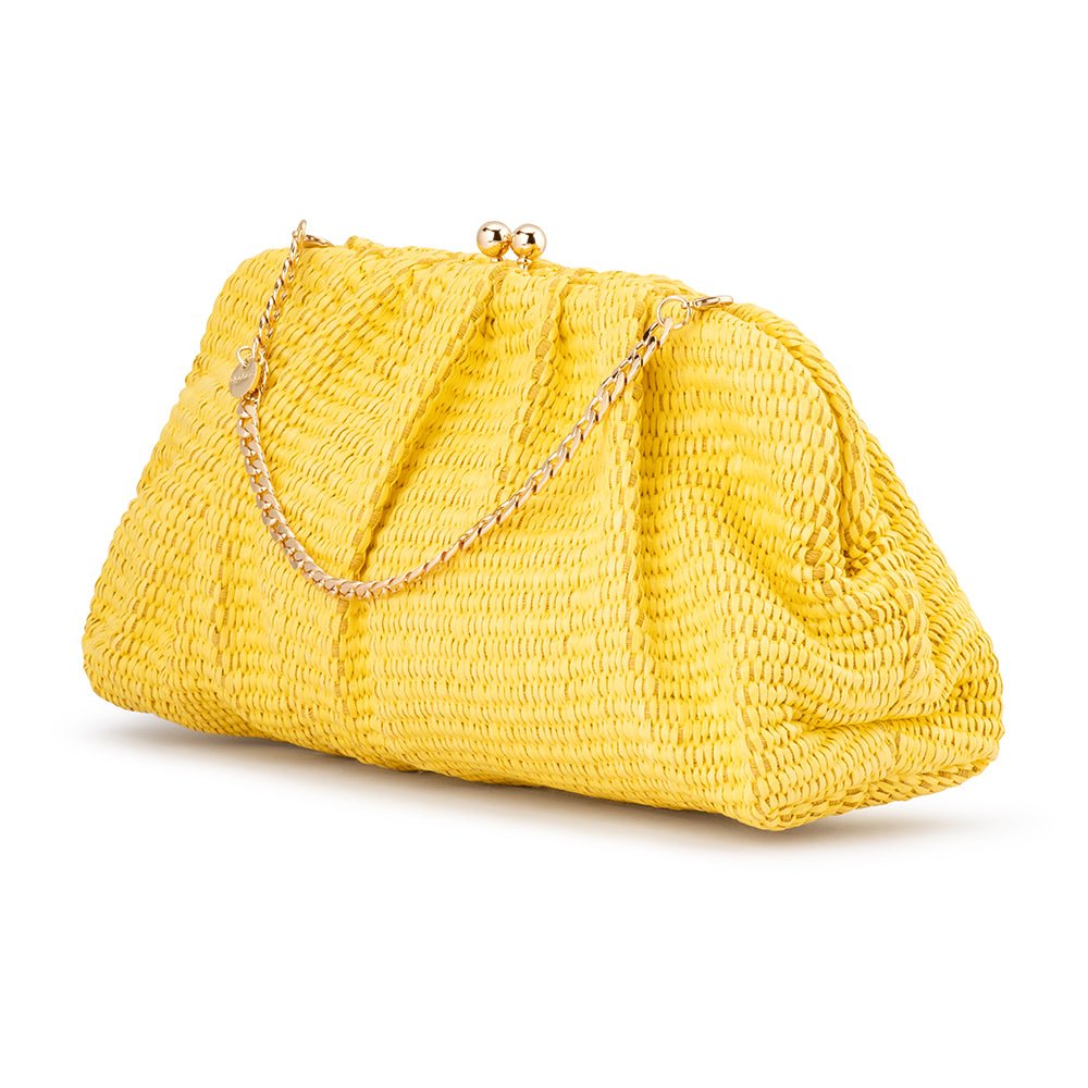 QUEENIE Gathered Woven Clutch - Olga Berg
