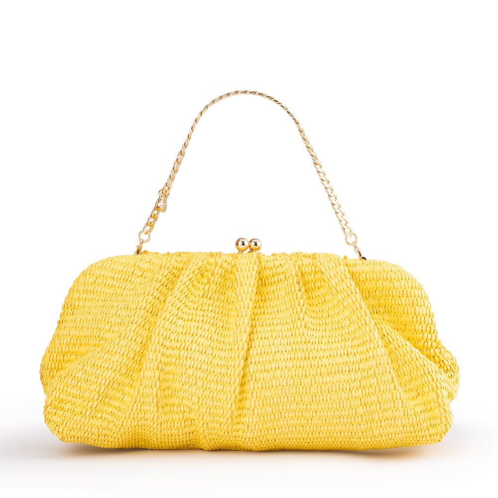 QUEENIE Gathered Woven Clutch - Olga Berg