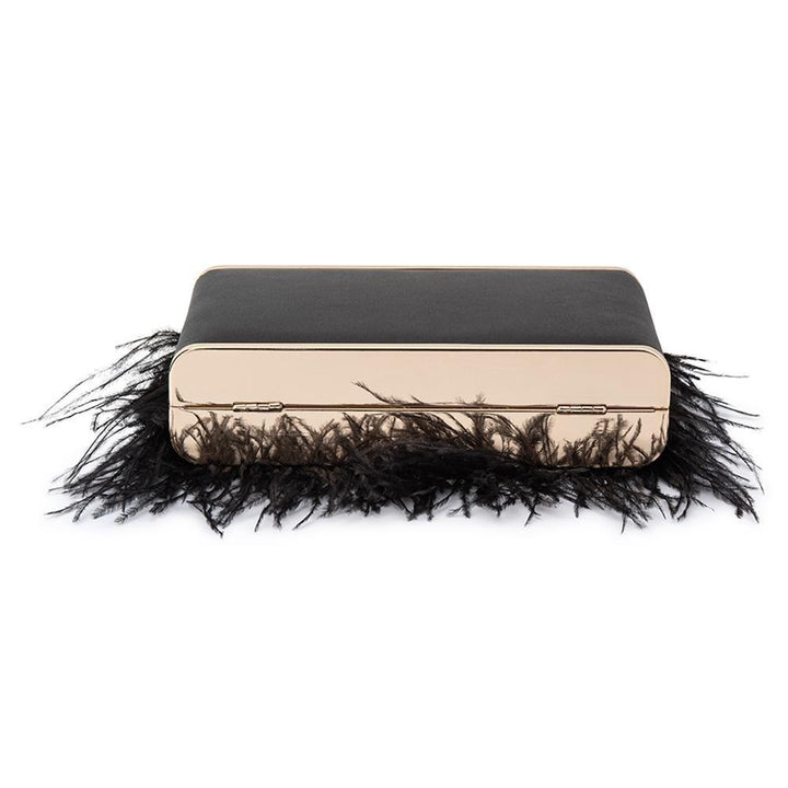 ESTELLE Feather Clutch Black Under View - Olga Berg