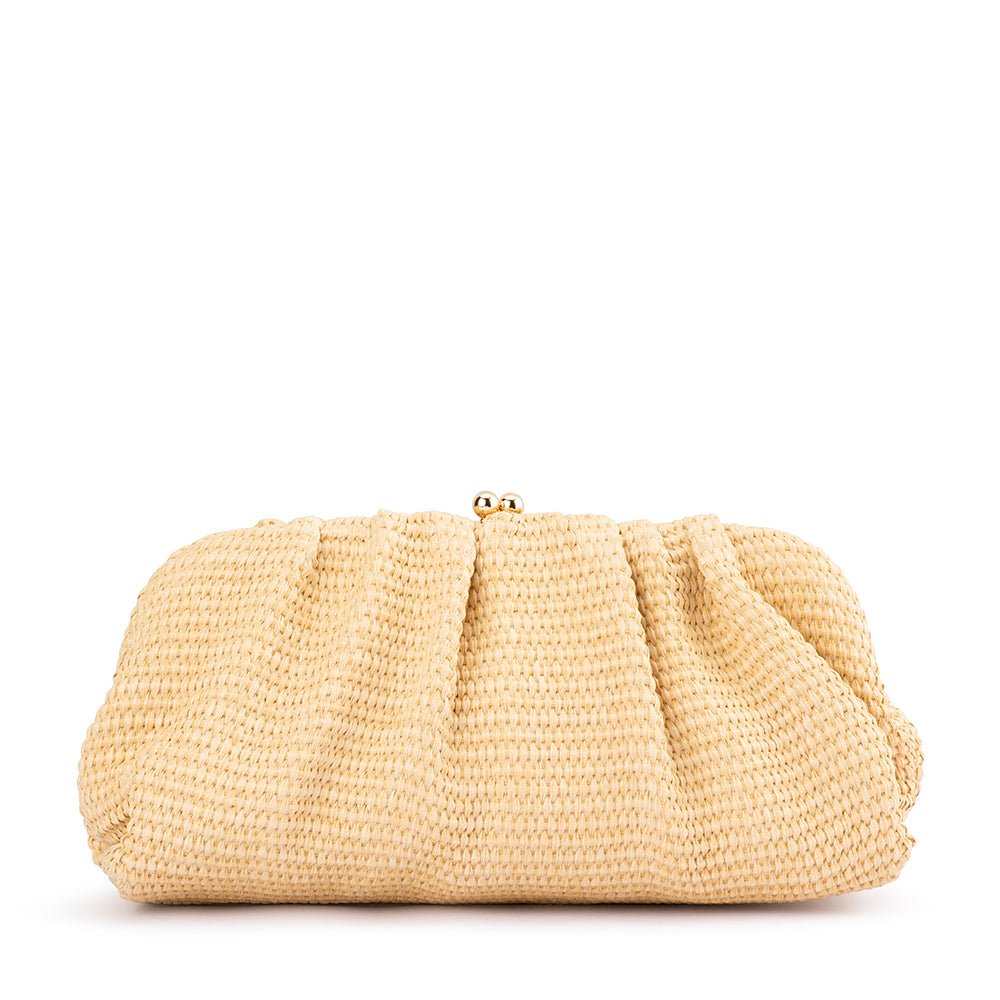 QUEENIE Gathered Woven Clutch - Olga Berg