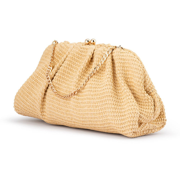 QUEENIE Gathered Woven Clutch - Olga Berg